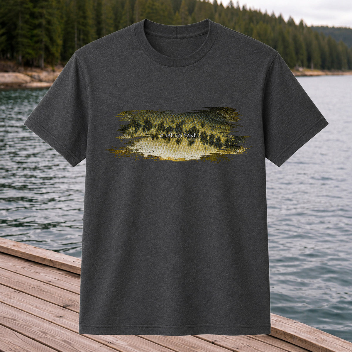 Custom Text Bass Fishing Graphic T-Shirt