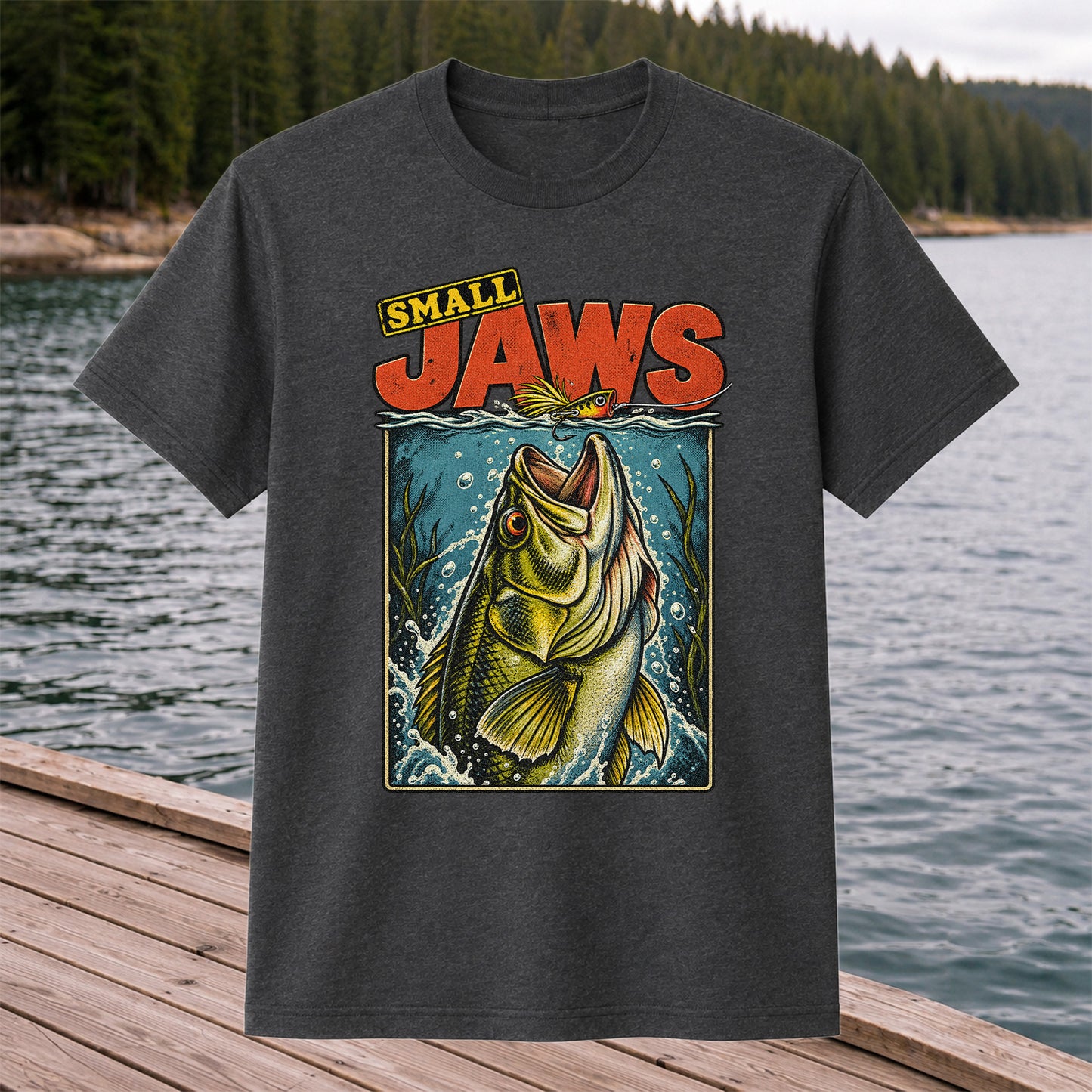 Small Jaws Bass Fishing Graphic T-Shirt