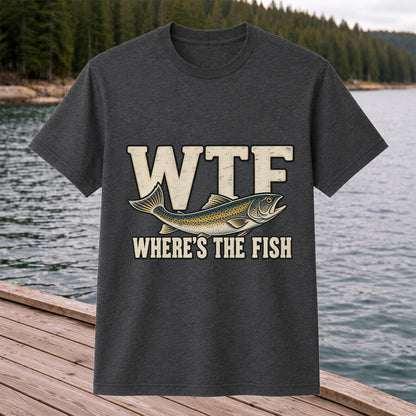 WTF Where’s the Fish Funny Fishing Graphic T-Shirt