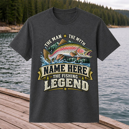 Personalized The Man The Myth The Fishing Legend Rainbow Trout T-Shirt