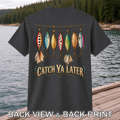 Catch Ya Later Vintage Fishing Lures Graphic T-Shirt | Back Print