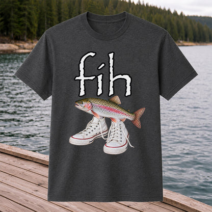 Fih Rainbow Trout Wearing Sneakers Funny Fishing Graphic T-Shirt