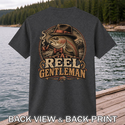 A Reel Gentleman Trout Fishing Vintage Graphic T-Shirt | Back Print
