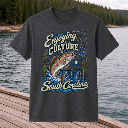 Enjoying the Culture of South Carolina Trout and Crab Fishing T-Shirt