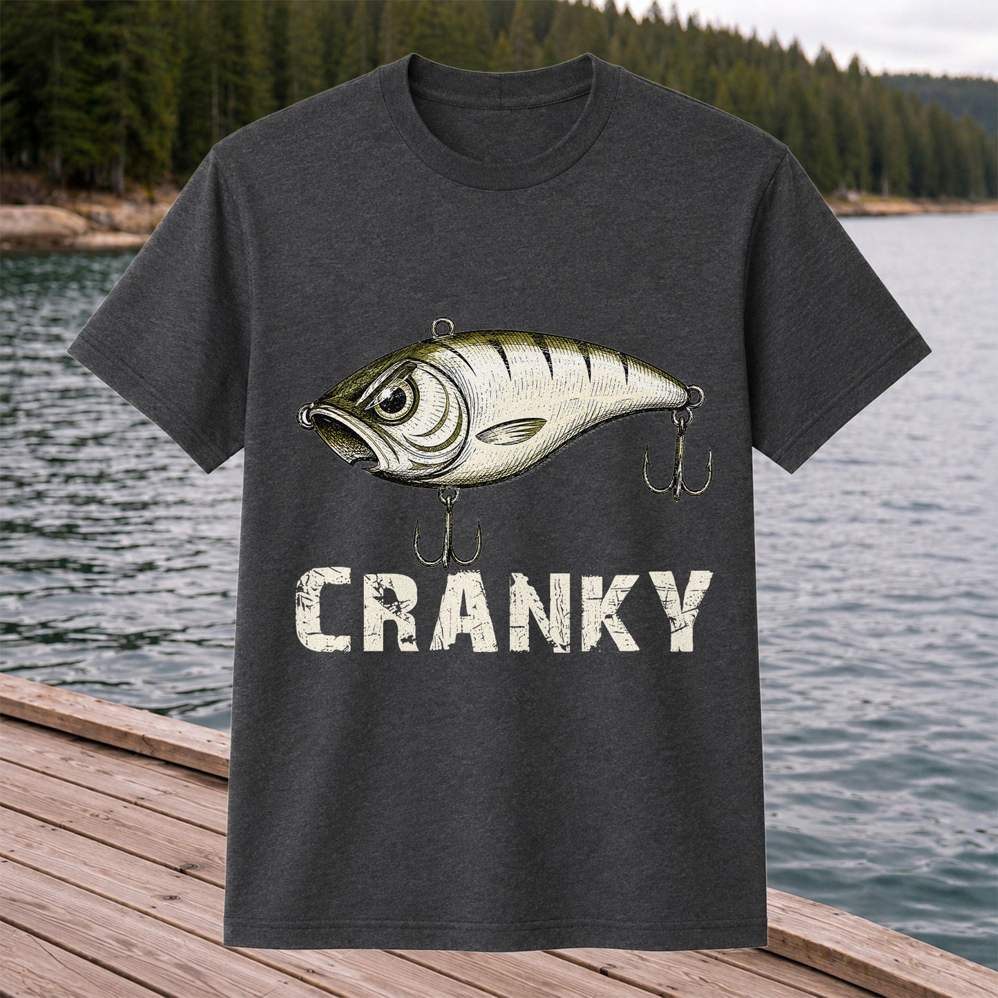 Cranky Vintage Crankbait Fishing Lure Graphic T-Shirt