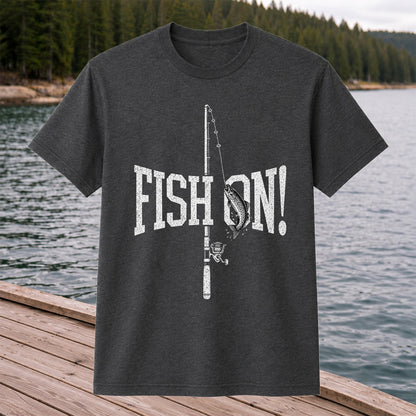 Fish On Trout and Fishing Rod Vintage Graphic T-Shirt