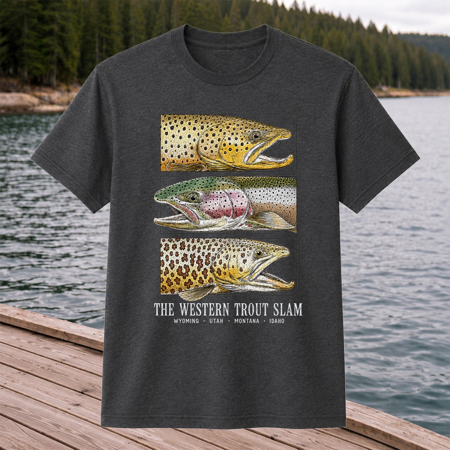 The Western Trout Slam Wyoming Utah Montana Idaho Fishing T-Shirt
