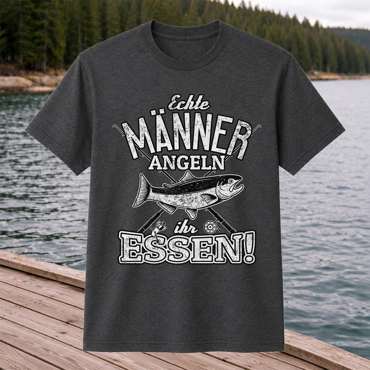 Echte Männer Angeln Ihr Essen Funny Fishing T-Shirt