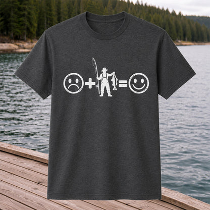 Fishing Turns Sad Face Into Happy Face Graphic T-Shirt