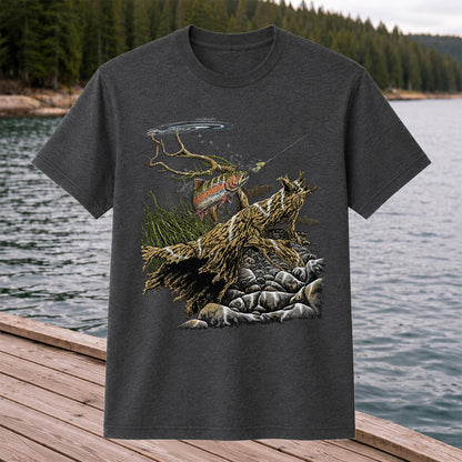 Trout Fishing T-Shirt  Fly Fishing River Tee