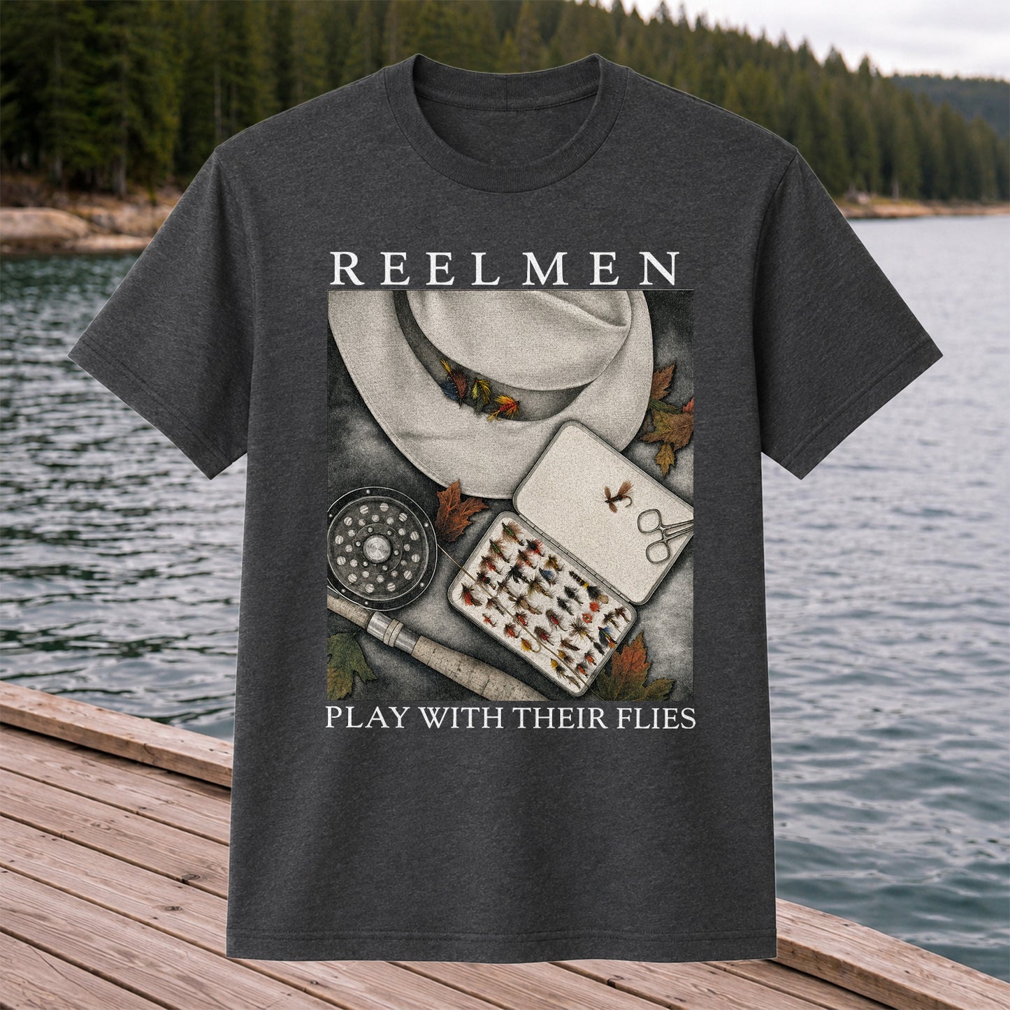 Fly Fishing T-Shirt Reelmen Play With Their Flies Vintage Fly Fisherman Tee