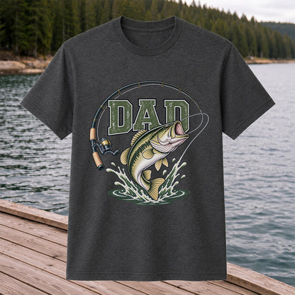 Dad Bass Fishing Rod and Reel Graphic T-Shirt