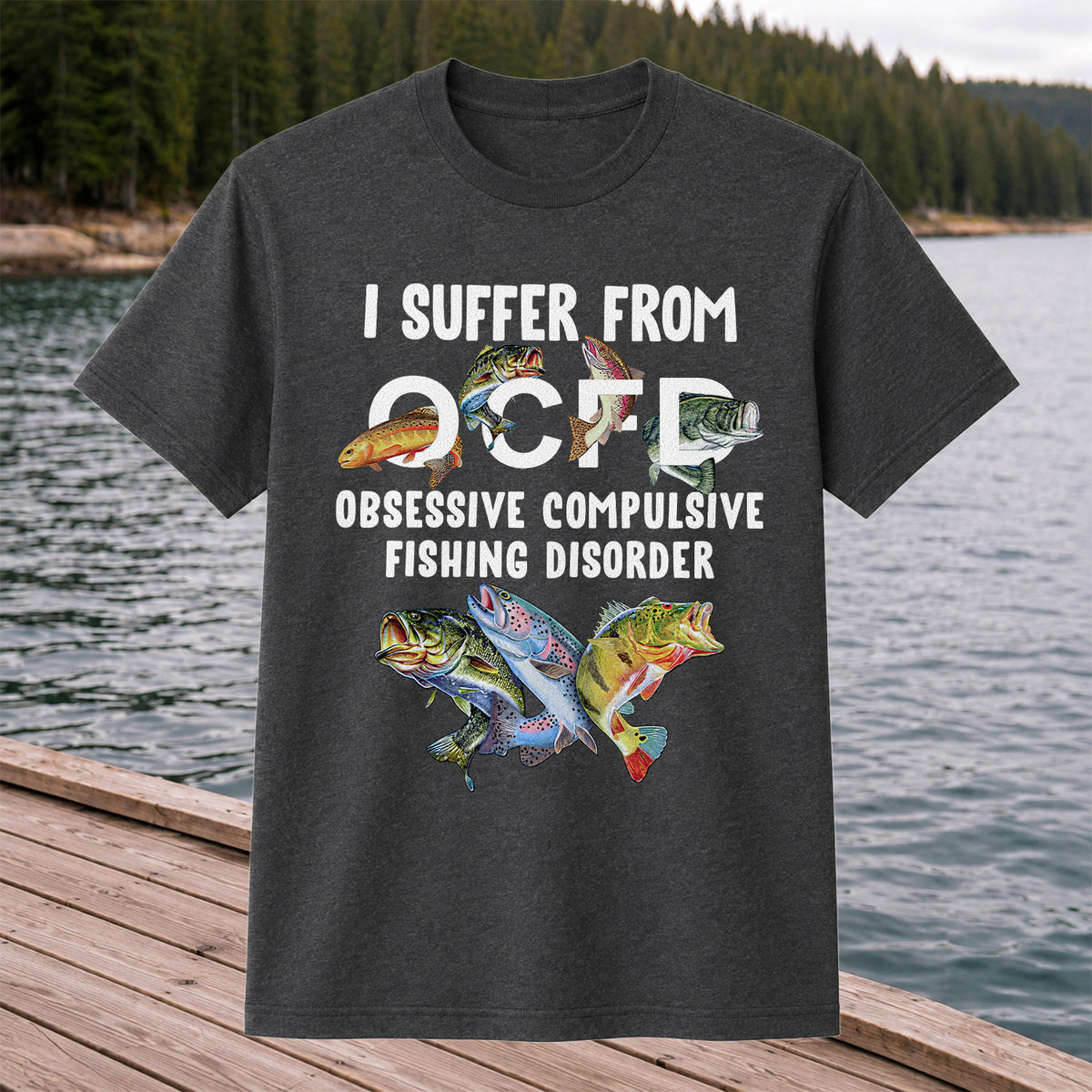 Fishing Obsession Colorful Fish Graphic T-Shirt