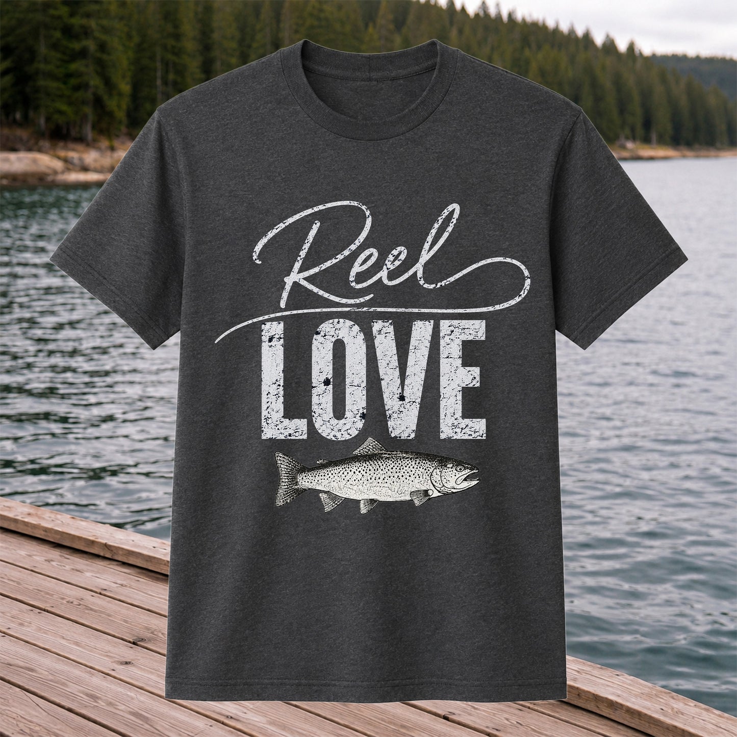 Reel Love Vintage Trout Fishing Graphic T-Shirt