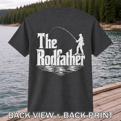 The Rodfather Funny Fishing Graphic T-Shirt | Back Print