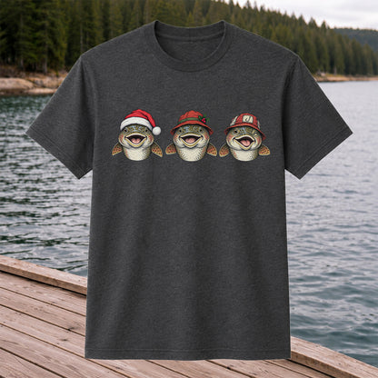 Funny Christmas Trout Trio Fishing Graphic T-Shirt