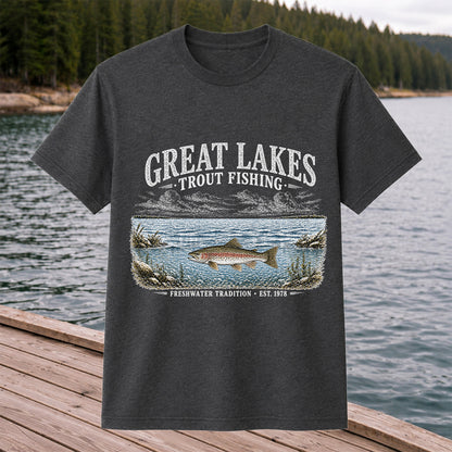 Great Lakes Trout Fishing Freshwater Tradition Est. 1978 Graphic T-Shirt