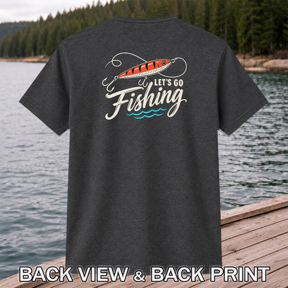 Let's Go Fishing Retro Fishing Lure Graphic T-Shirt | Back Print