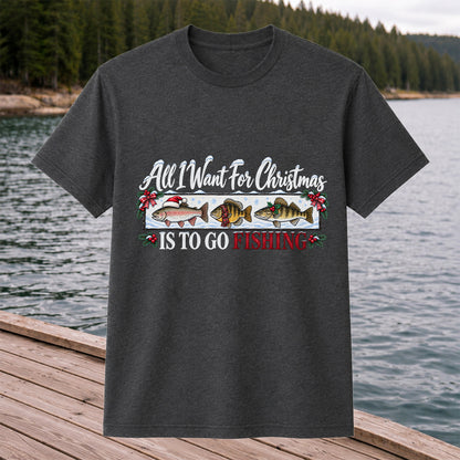 Christmas Freshwater Fish Fishing Graphic T-Shirt