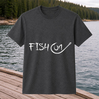 Fish On Fishing Hook Minimalist Graphic T-Shirt