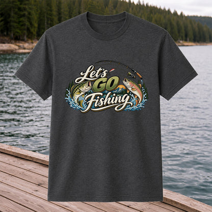 Let's Go Fishing Bass and Rainbow Trout Graphic T-Shirt