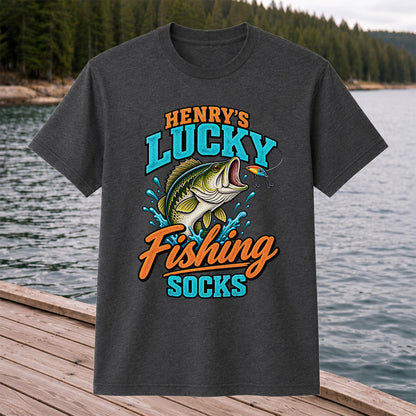 Henry's Lucky Fishing Socks Jumping Bass Graphic T-Shirt