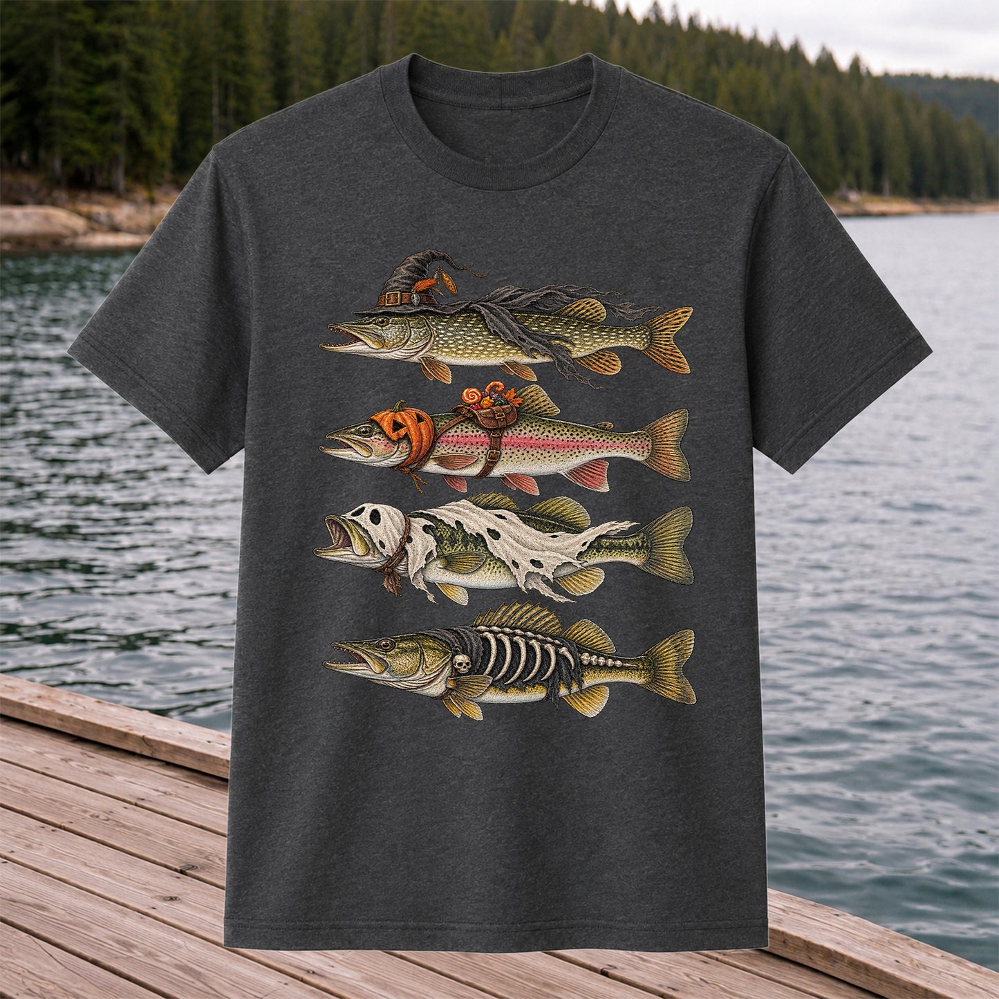 Halloween Costume Fish Freshwater Fishing Graphic T-Shirt