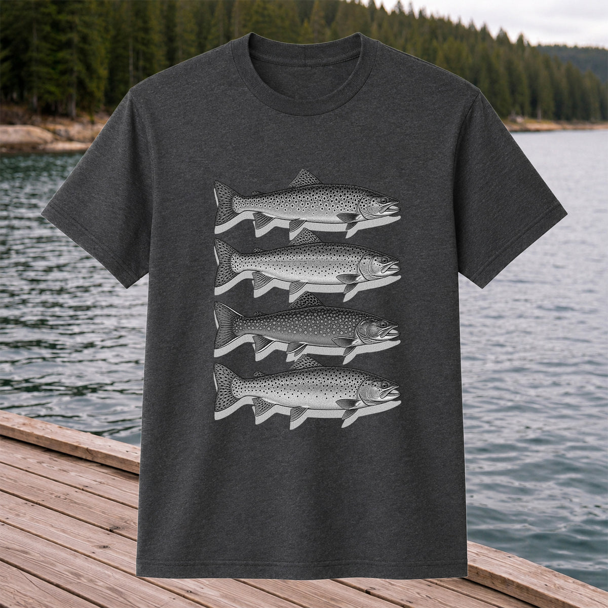 Vintage Trout Collection Freshwater Fishing Graphic T-Shirt