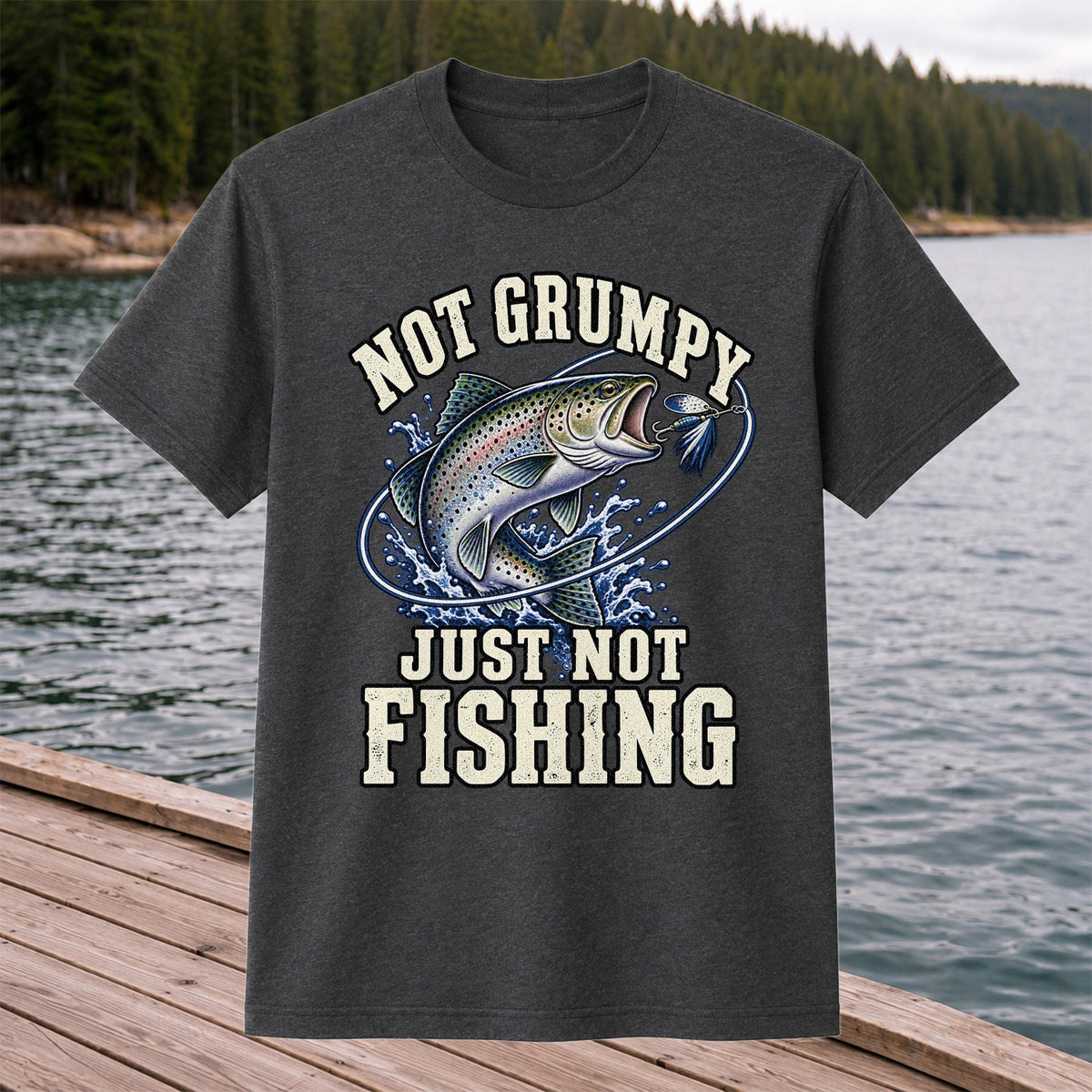 Not Grumpy Just Not Fishing Rainbow Trout Graphic T-Shirt