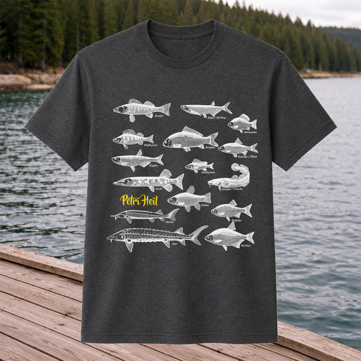 German Freshwater Fish Species Chart Fishing Graphic T-Shirt