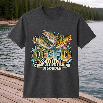OCFD Obsessive Compulsive Fishing Disorder Bass and Trout T-Shirt
