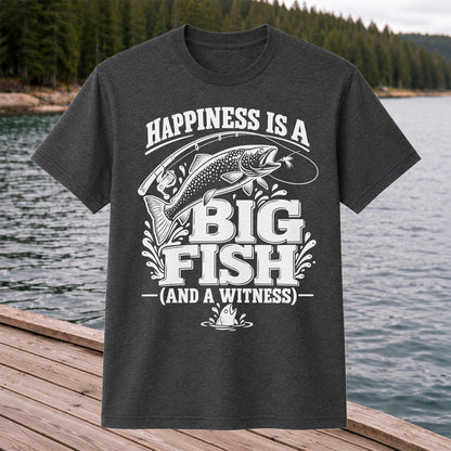 Happiness Is a Big Fish (And a Witness) Funny Trout Fishing T-Shirt
