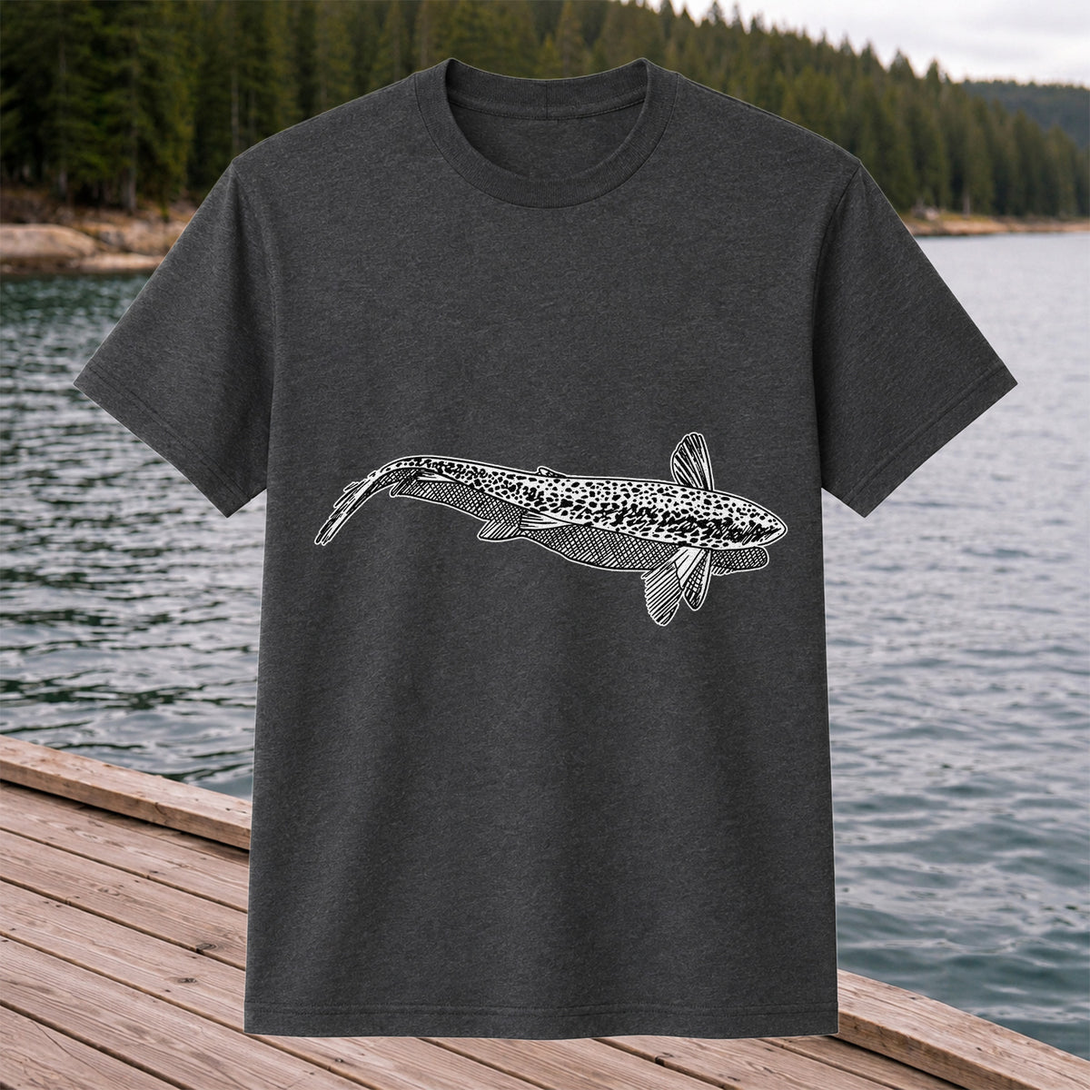 Burbot Fish Minimalist Line Art Fishing Graphic T-Shirt
