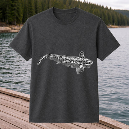 Burbot Fish Minimalist Line Art Fishing Graphic T-Shirt