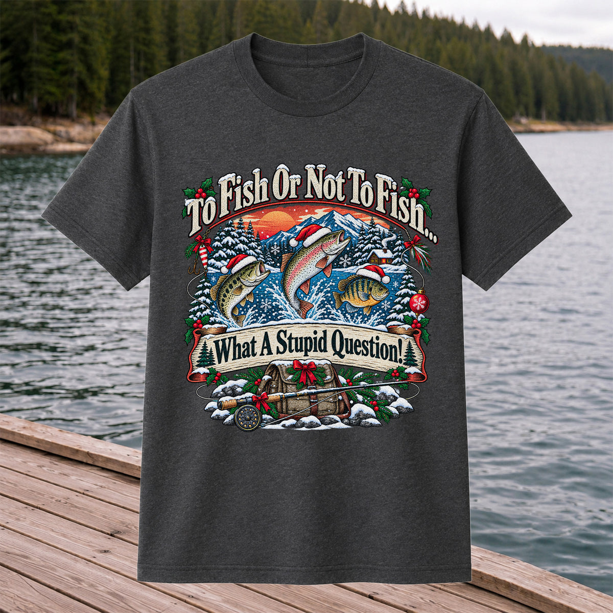 To Fish or Not to Fish Christmas Fishing T-Shirt