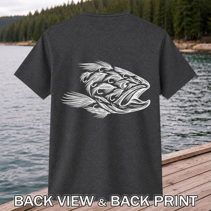 Fly Fishing Fish Design Graphic T-Shirt | Back Print