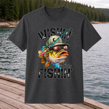 Wishin' I Was Fishin' Funny Sunfish Graphic T-Shirt