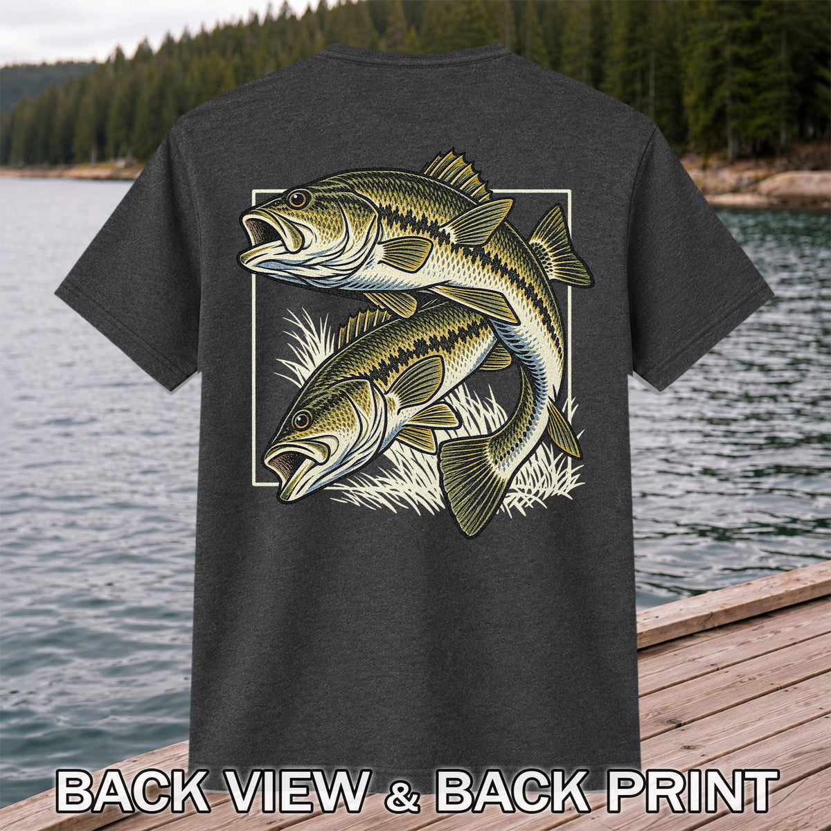 Vintage Bass Fishing Graphic T-Shirt | Back Print