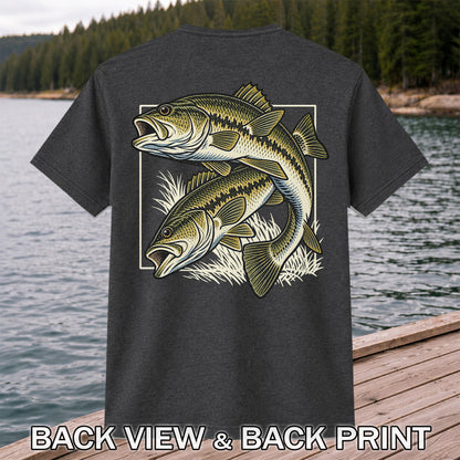 Vintage Bass Fishing Graphic T-Shirt | Back Print