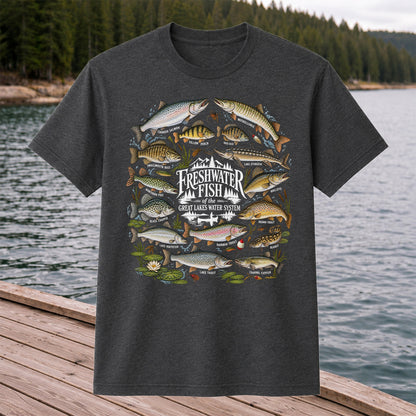 Freshwater Fish of the Great Lakes Water System Graphic T-Shirt