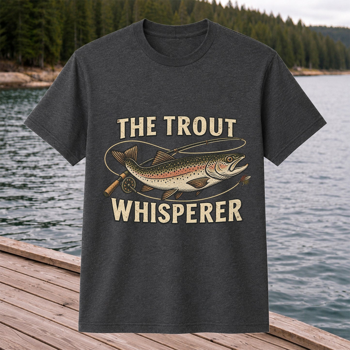 The Trout Whisperer Vintage Fly Fishing Graphic T-Shirt
