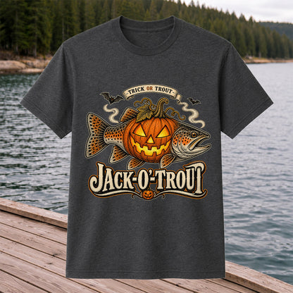 Jack-O'-Trout Trick or Trout Halloween Fishing T-Shirt
