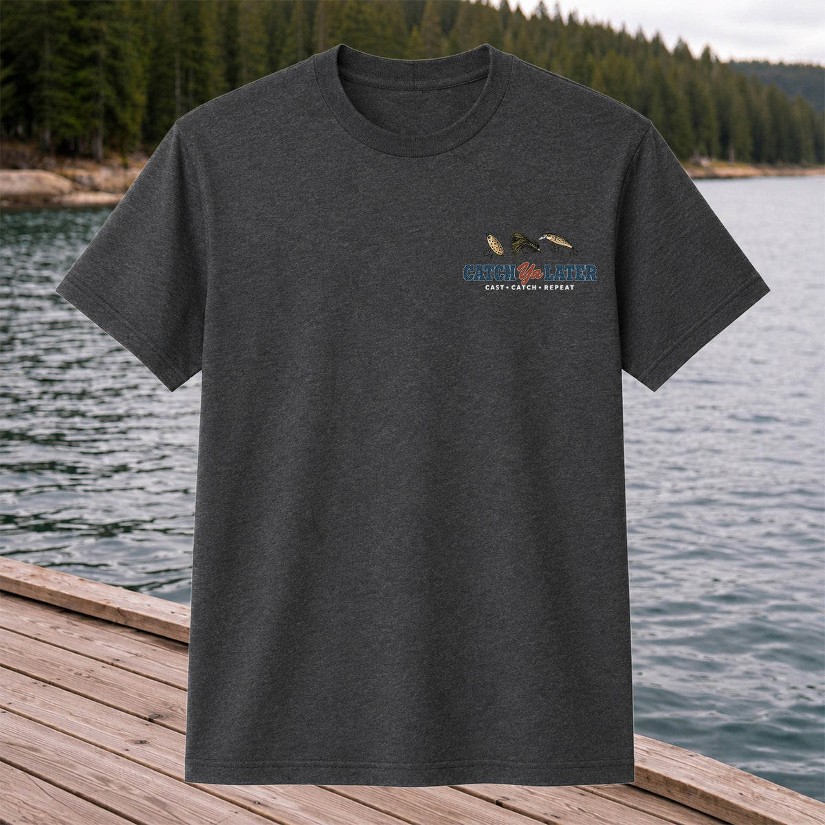 Catch Ya Later Cast Catch Repeat Minimalist Fishing T-Shirt
