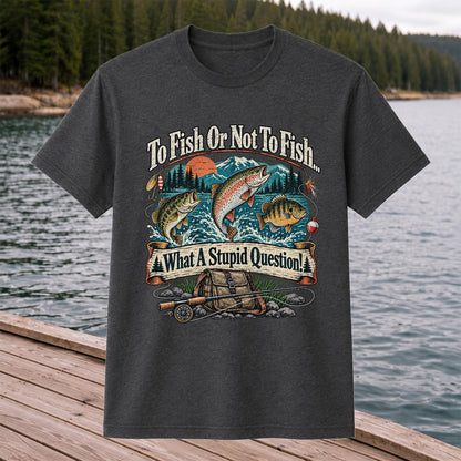 To Fish or Not to Fish What a Stupid Question Funny Trout Bass and Bluegill Fishing T-Shirt