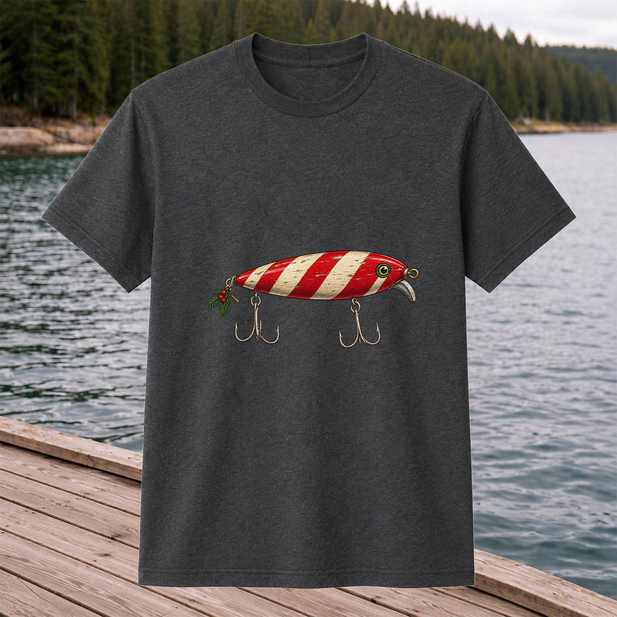 Vintage Red and Cream Fishing Lure Graphic T-Shirt