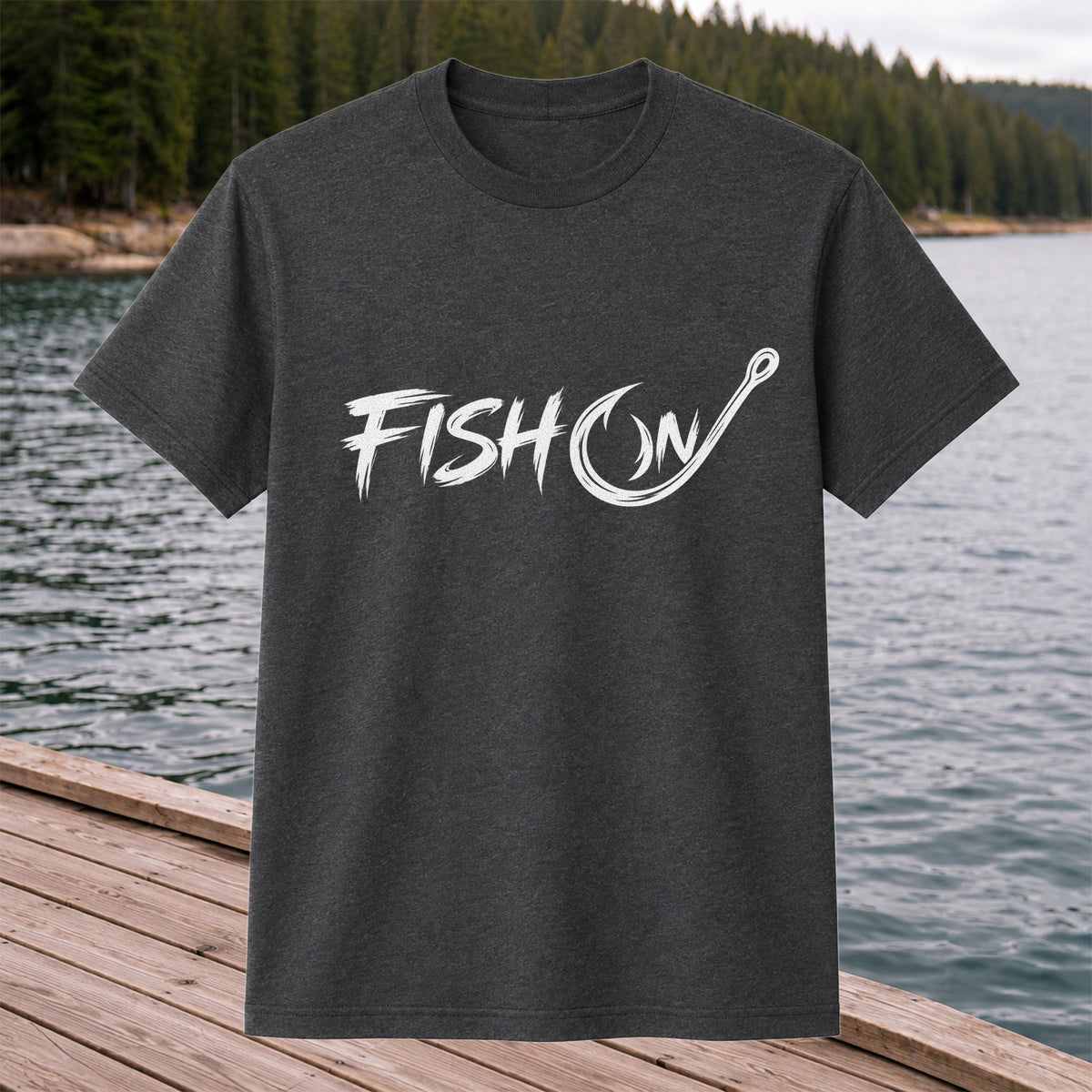 Fish On Fishing Hook Graphic T-Shirt