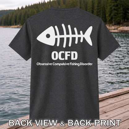 Funny Fish Skeleton Fishing Graphic T-Shirt | Back Print