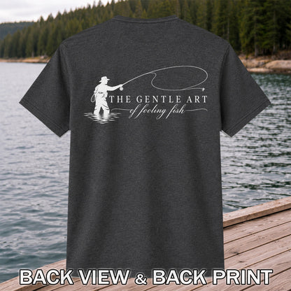 The Gentle Art of Fooling Fish Vintage Fishing Graphic T-Shirt | Back Print