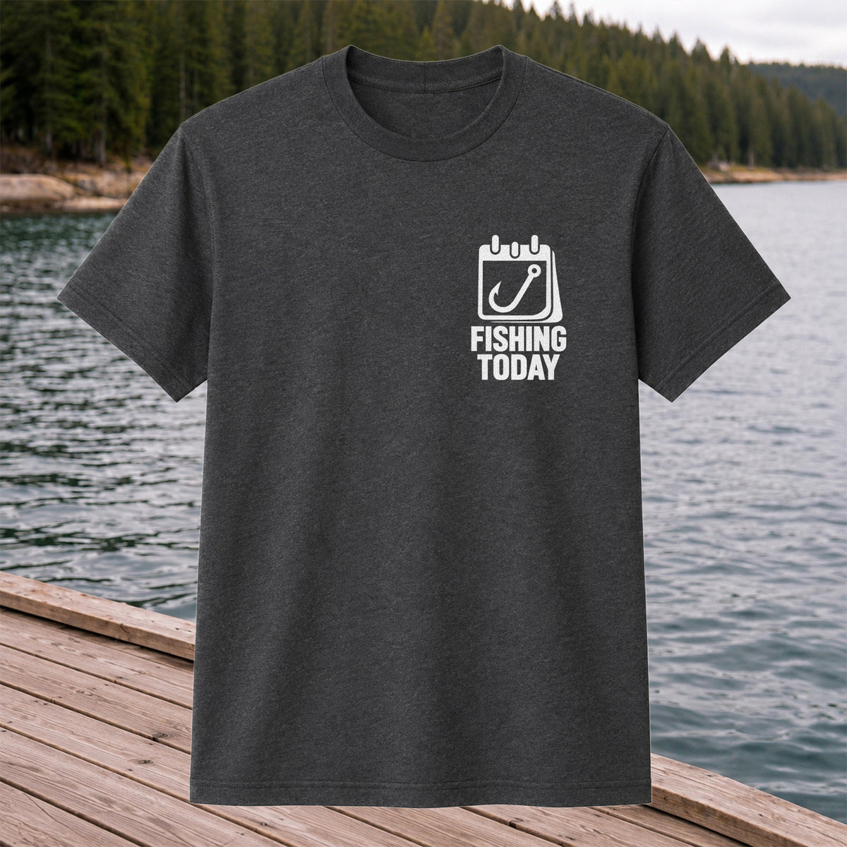 Fishing Today Calendar and Hook Minimalist Graphic T-Shirt