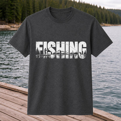 Fishing Lake Angler Vintage Graphic T-Shirt